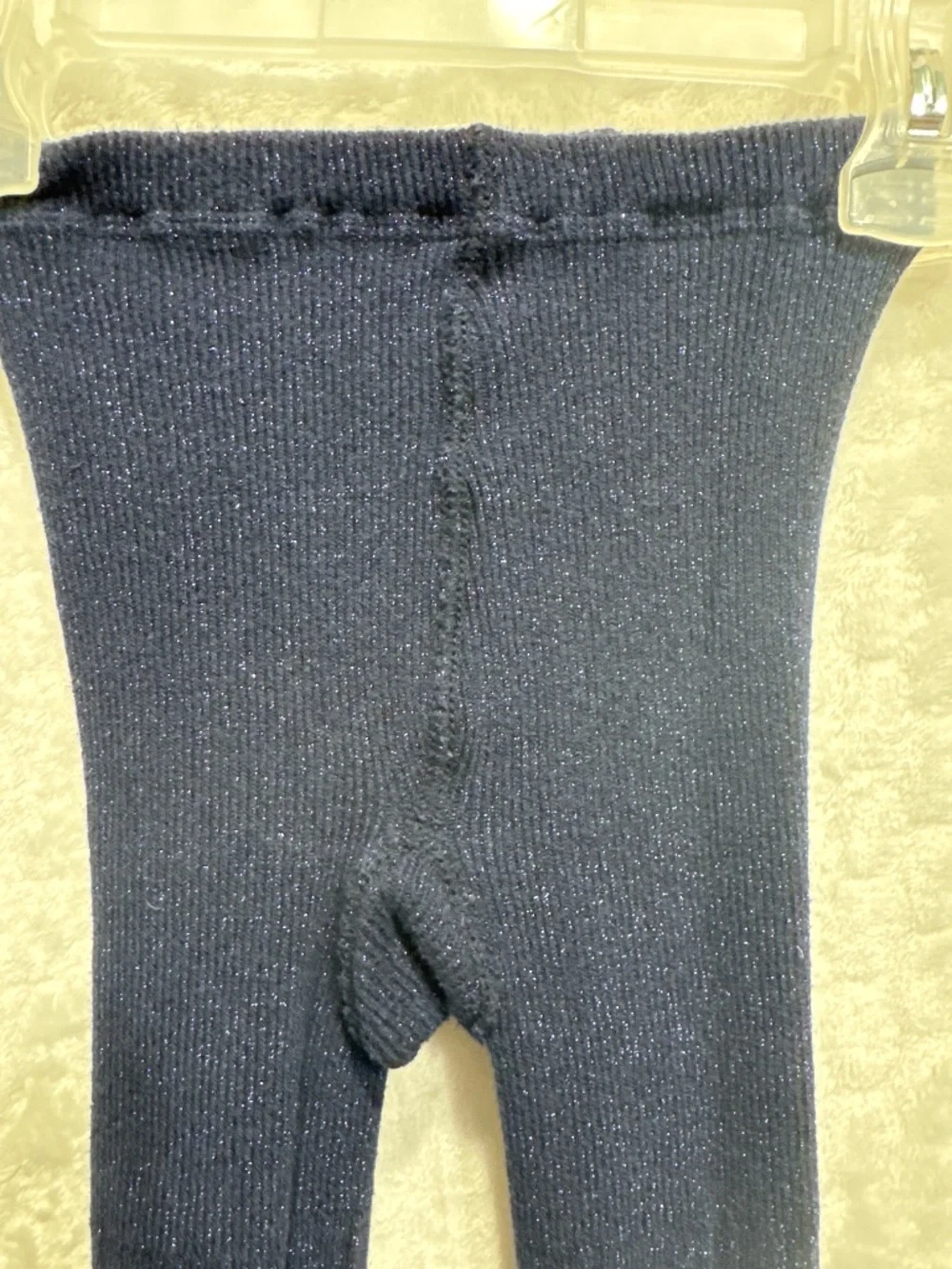 Crewcuts Girl's Tights Navy Blue Ribbed sparkly Knit M/L